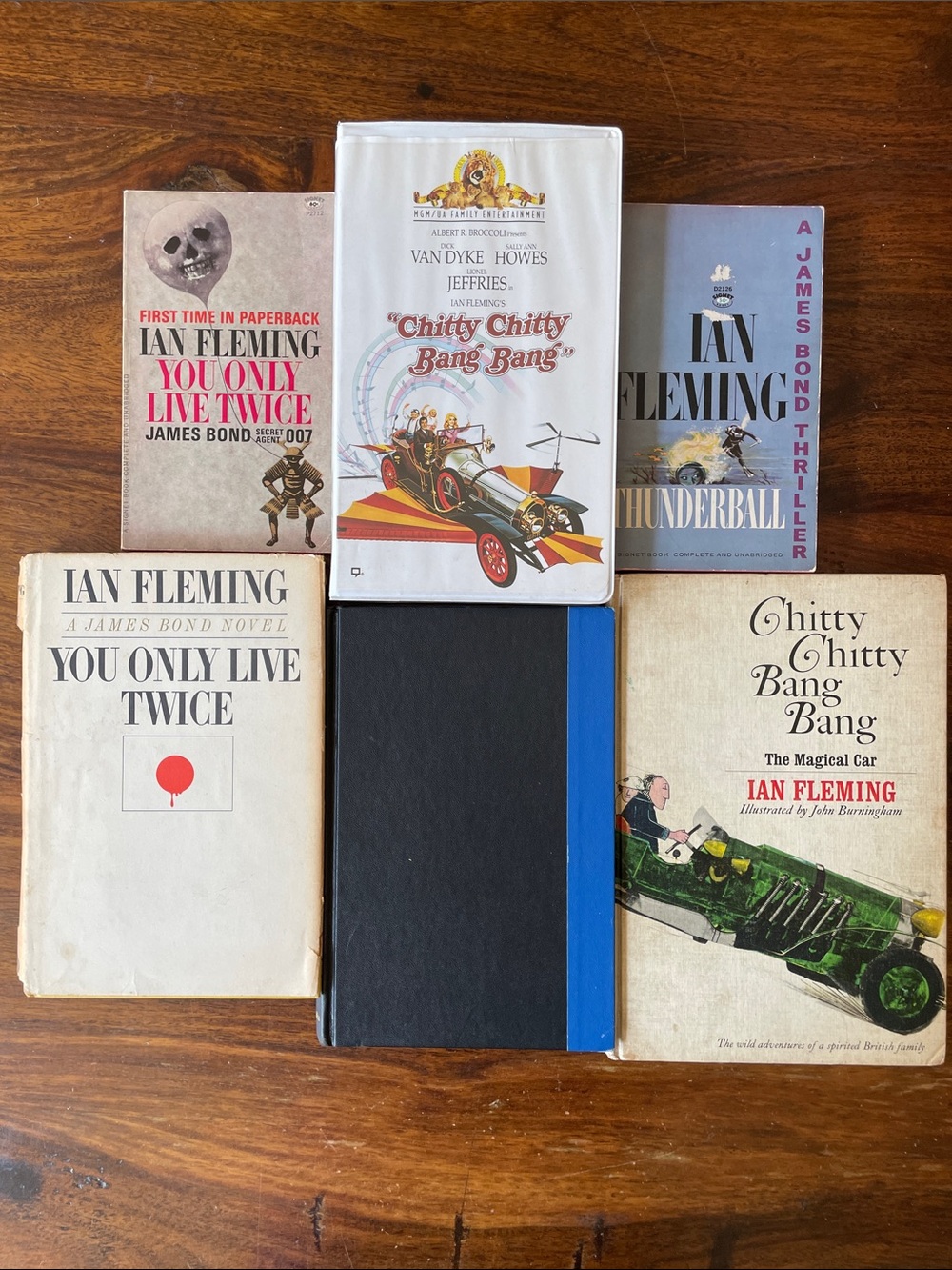 6 IAN FLEMING Mixed Lot of Books VHS James BOND 007 Chitty Vintage 50s 60s
